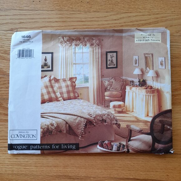 Duvet Pillow Cover Sewing Pattern Curtains Valance Vogue 1646 UNCUT Vintage 90s - Picture 1 of 11